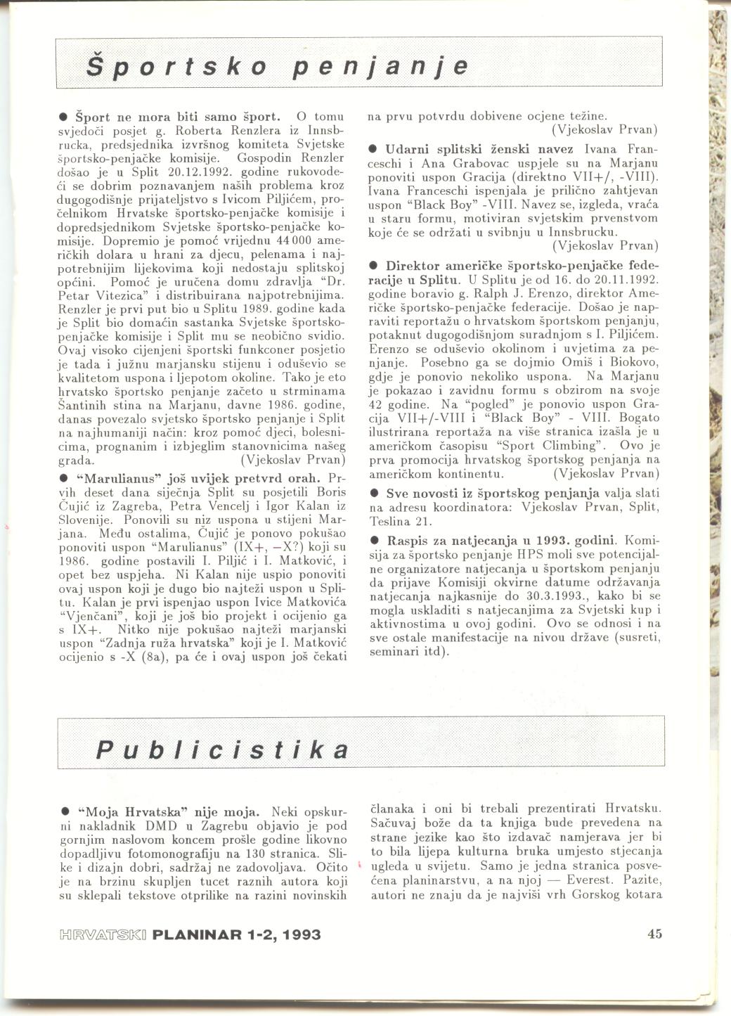 Hrvatski Planinar 1993.